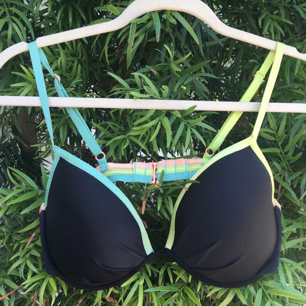 VS- Black & Neon Bikini Top